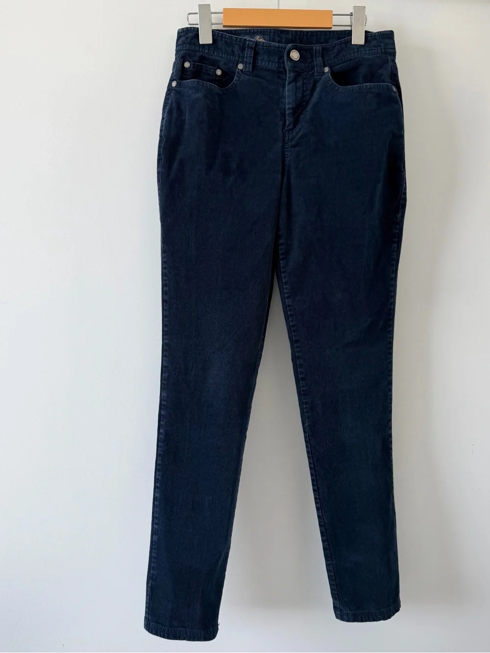 Brooks Brothers Navy Corduroy Pants US 4 Slim Straight Mid Rise Quiet Luxury - Picture 2 of 15